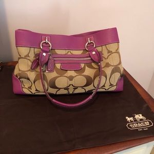 Purple Coach Penelope Signature Satchel